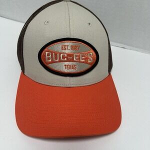 BUC-EE'S Orange and‎ Brown Trucker Hat Adjustable One Size Snap Back Texas Patch